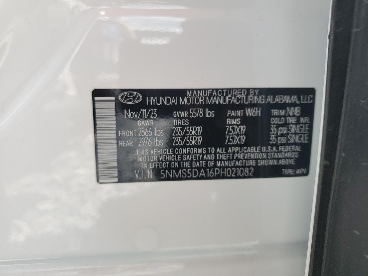 2023 Hyundai Santa Fe Limited VIN: 5NMS5DA16PH021082 Lot: 70513205