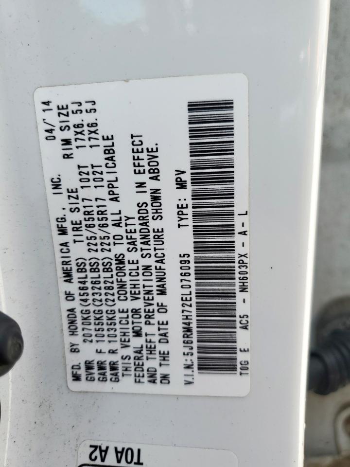 2014 Honda Cr-V Exl VIN: 5J6RM4H72EL076095 Lot: 69880135