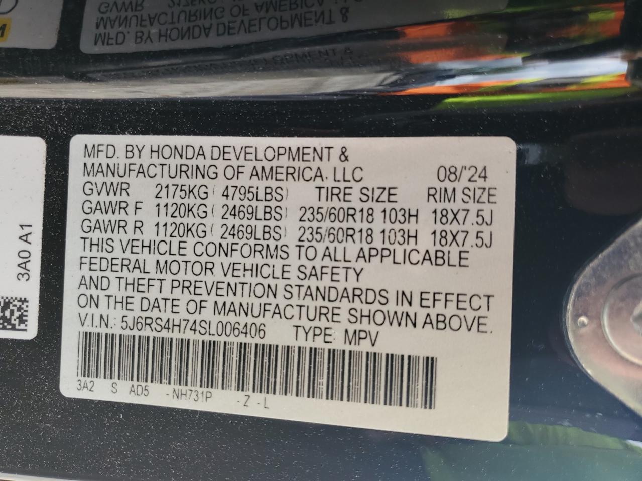 2025 Honda Cr-V Exl VIN: 5J6RS4H74SL006406 Lot: 69841955