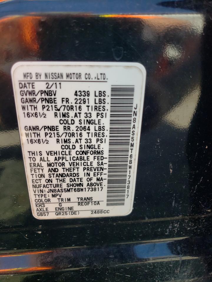 2011 Nissan Rogue S VIN: JN8AS5MT6BW173817 Lot: 69993625