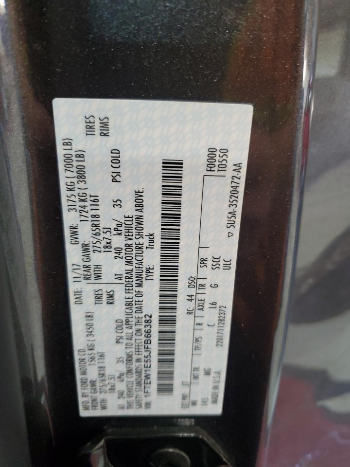 2018 Ford F150 Supercrew VIN: 1FTEW1E55JFB66382 Lot: 67169025