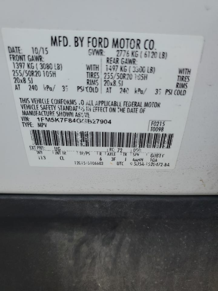 1FM5K7F84GGB27904 2016 Ford Explorer Limited