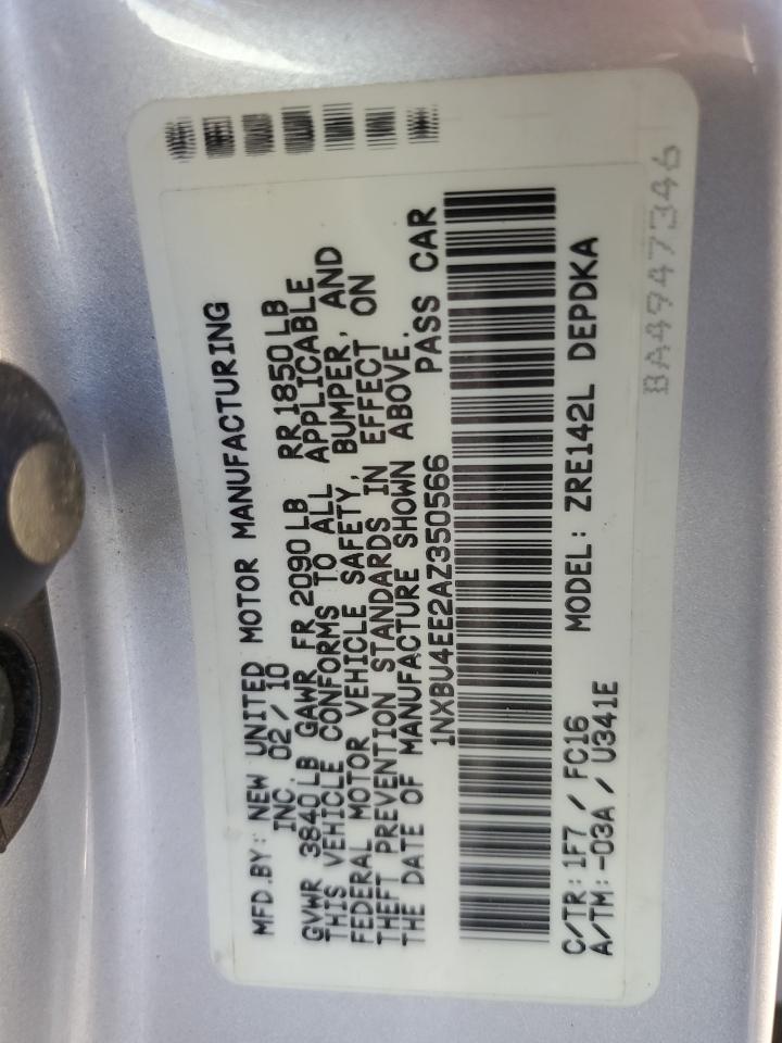 2010 Toyota Corolla Base VIN: 1NXBU4EE2AZ350566 Lot: 67463625