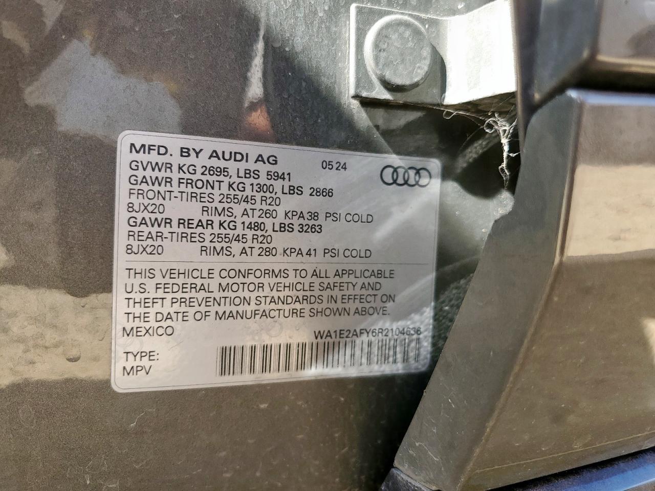 2024 Audi Q5 E Premium Plus 55 VIN: WA1E2AFY6R2104636 Lot: 70851995