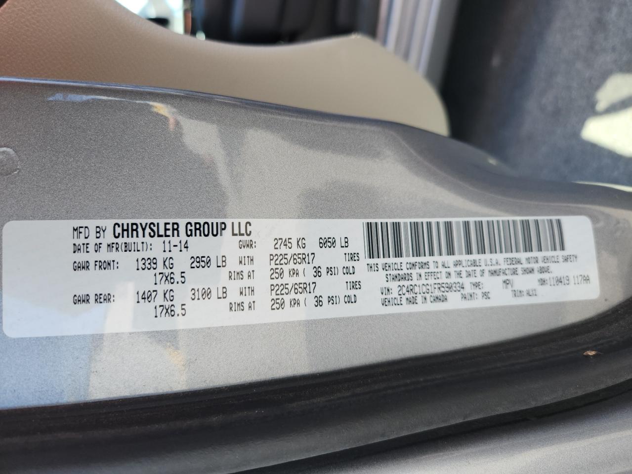 2015 Chrysler Town & Country Touring L VIN: 2C4RC1CG1FR590334 Lot: 68836215