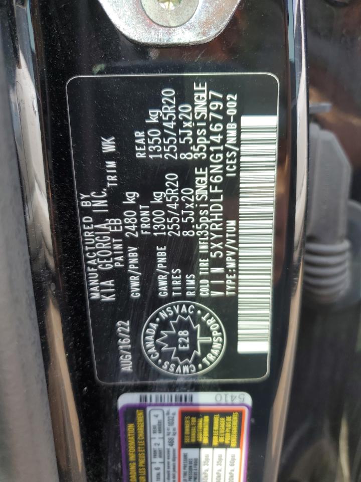 2022 Kia Sorento Ex VIN: 5XYRHDLF6NG146797 Lot: 67576485