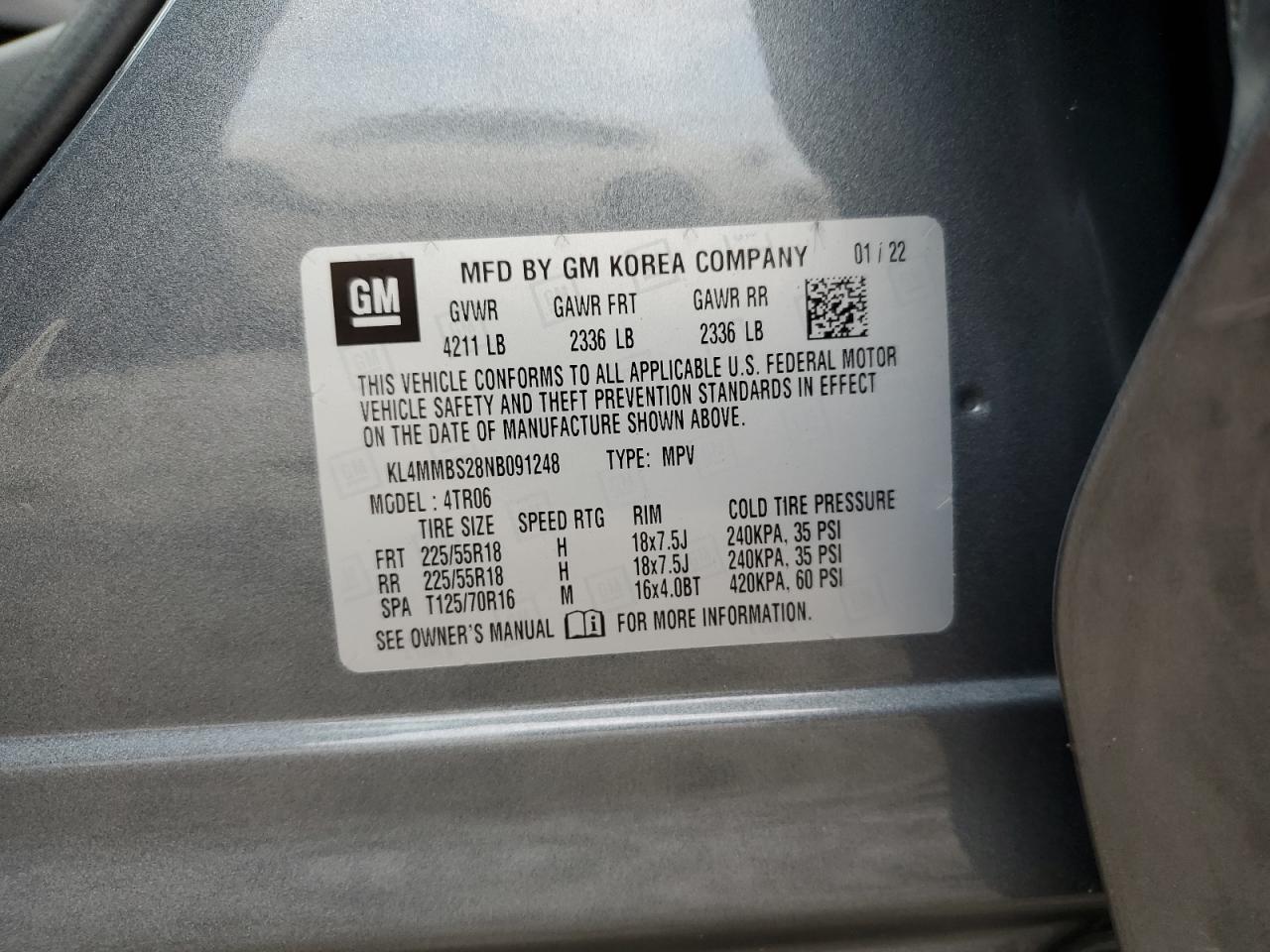 2022 Buick Encore Gx Preferred VIN: KL4MMBS28NB091248 Lot: 68960775