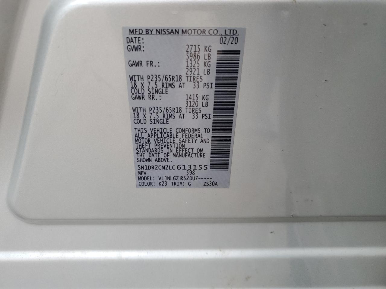 2020 Nissan Pathfinder Sl VIN: 5N1DR2CM2LC613155 Lot: 67867115