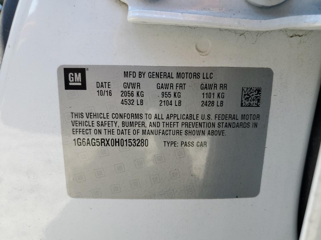 2017 Cadillac Ats VIN: 1G6AG5RX0H0153280 Lot: 69631485