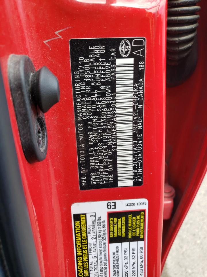 2010 Toyota Corolla Matrix VIN: 2T1KU4EE7AC350404 Lot: 70827515