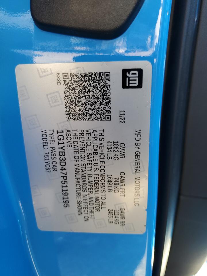 2023 Chevrolet Corvette Stingray 2Lt VIN: 1G1YB3D47P5119195 Lot: 69979285