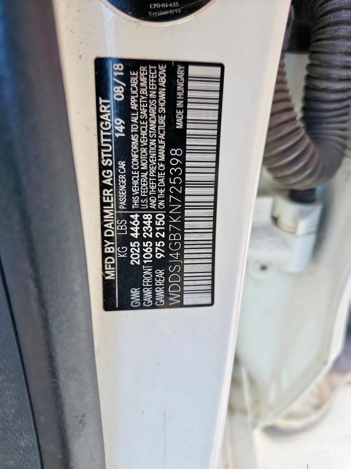 2019 Mercedes-Benz Cla 250 4Matic VIN: WDDSJ4GB7KN725398 Lot: 67779725