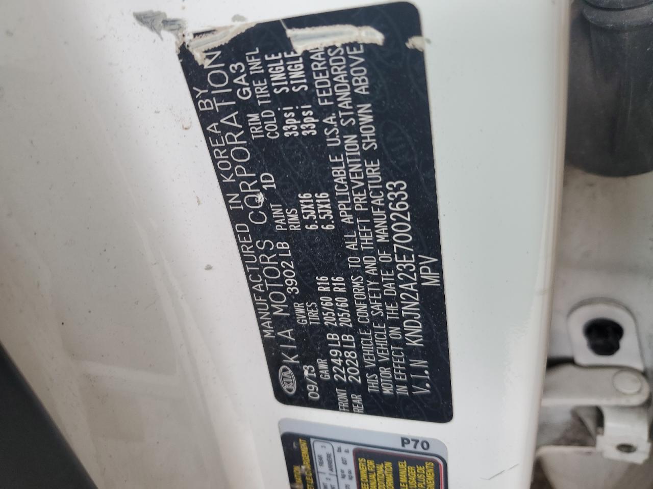 2014 Kia Soul VIN: KNDJN2A23E7002633 Lot: 70671965