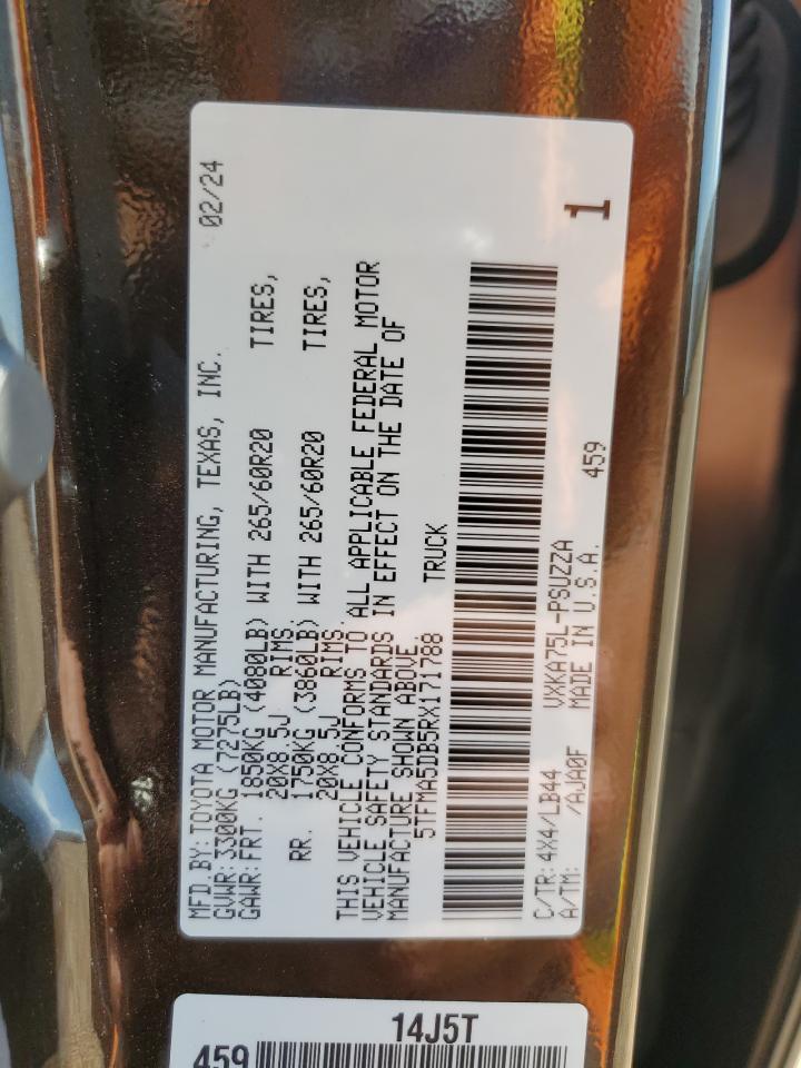 2024 Toyota Tundra Crewmax Platinum VIN: 5TFMA5DB5RX171788 Lot: 69187815