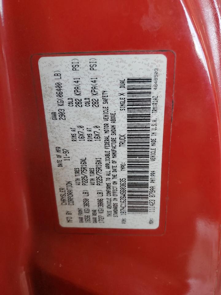 1998 Dodge Ram 1500 VIN: 1B7HC16Z6WS603635 Lot: 67985595