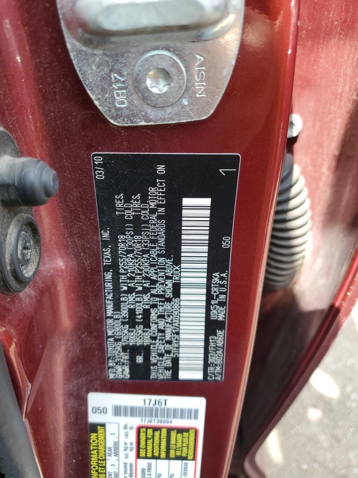 2010 Toyota Tundra Double Cab Sr5 VIN: 5TFRY5F17AX090866 Lot: 67517015