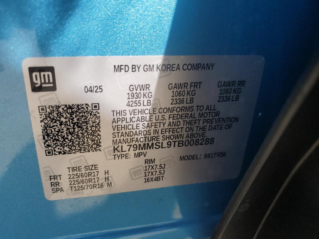 2026 Chevrolet Trailblazer Ls VIN: KL79MMSL9TB008288 Lot: 70771345