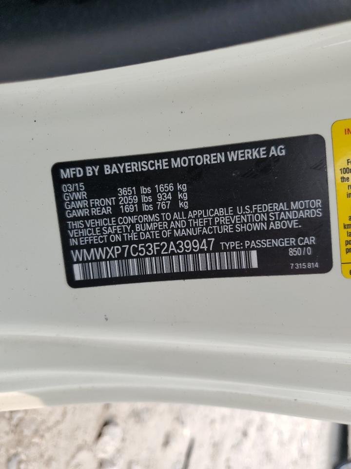 2015 Mini Cooper S VIN: WMWXP7C53F2A39947 Lot: 67589505