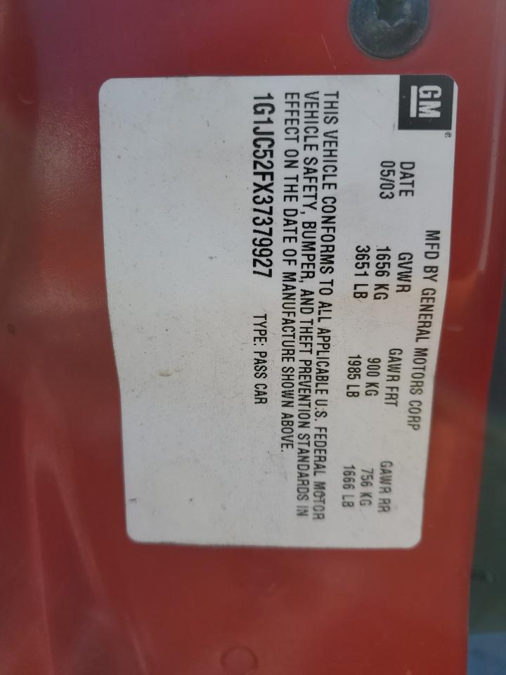 2003 Chevrolet Cavalier VIN: 1G1JC52FX37379927 Lot: 70258605