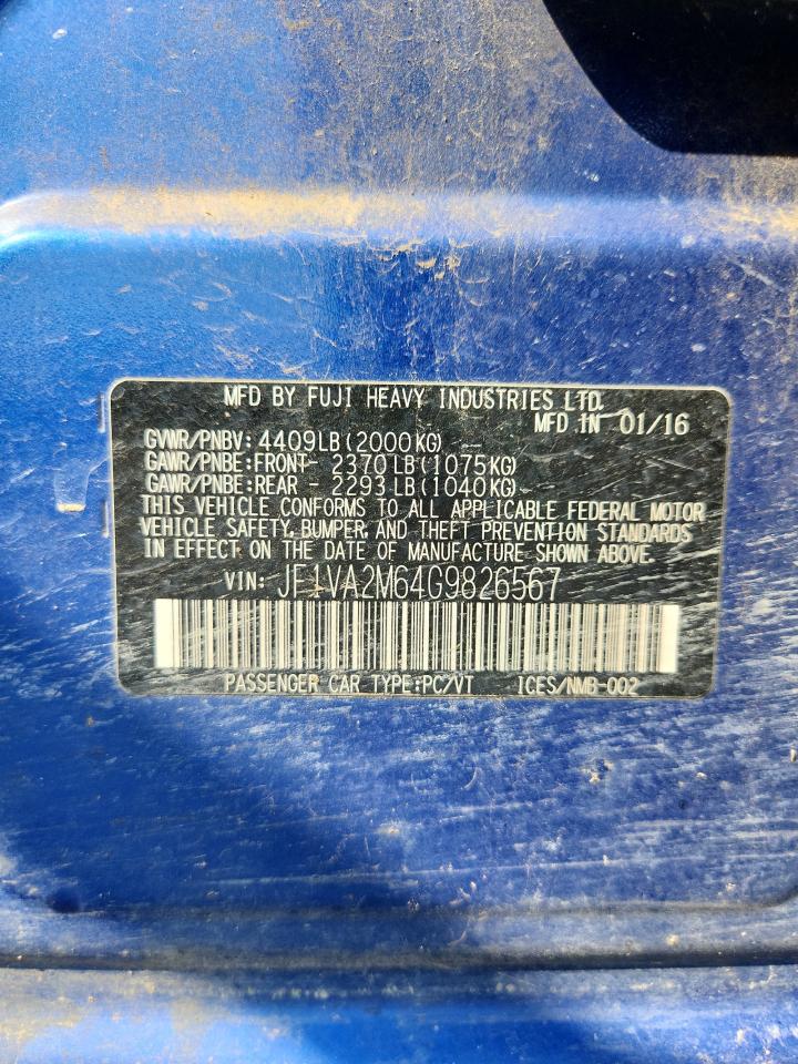 2016 Subaru Wrx Sti VIN: JF1VA2M64G9826567 Lot: 69857885