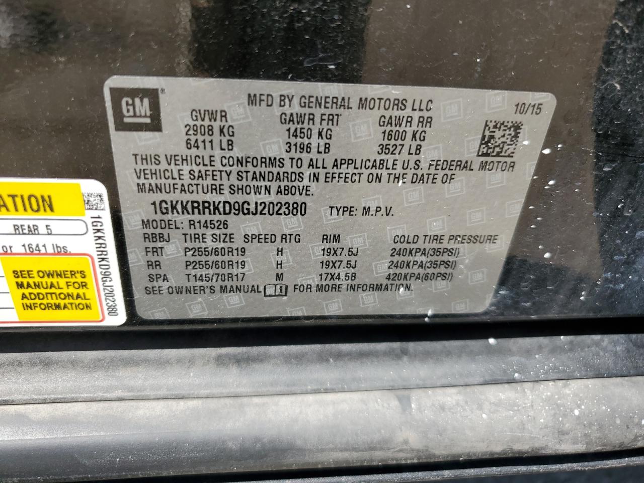 2016 GMC Acadia Slt-1 VIN: 1GKKRRKD9GJ202380 Lot: 67980475