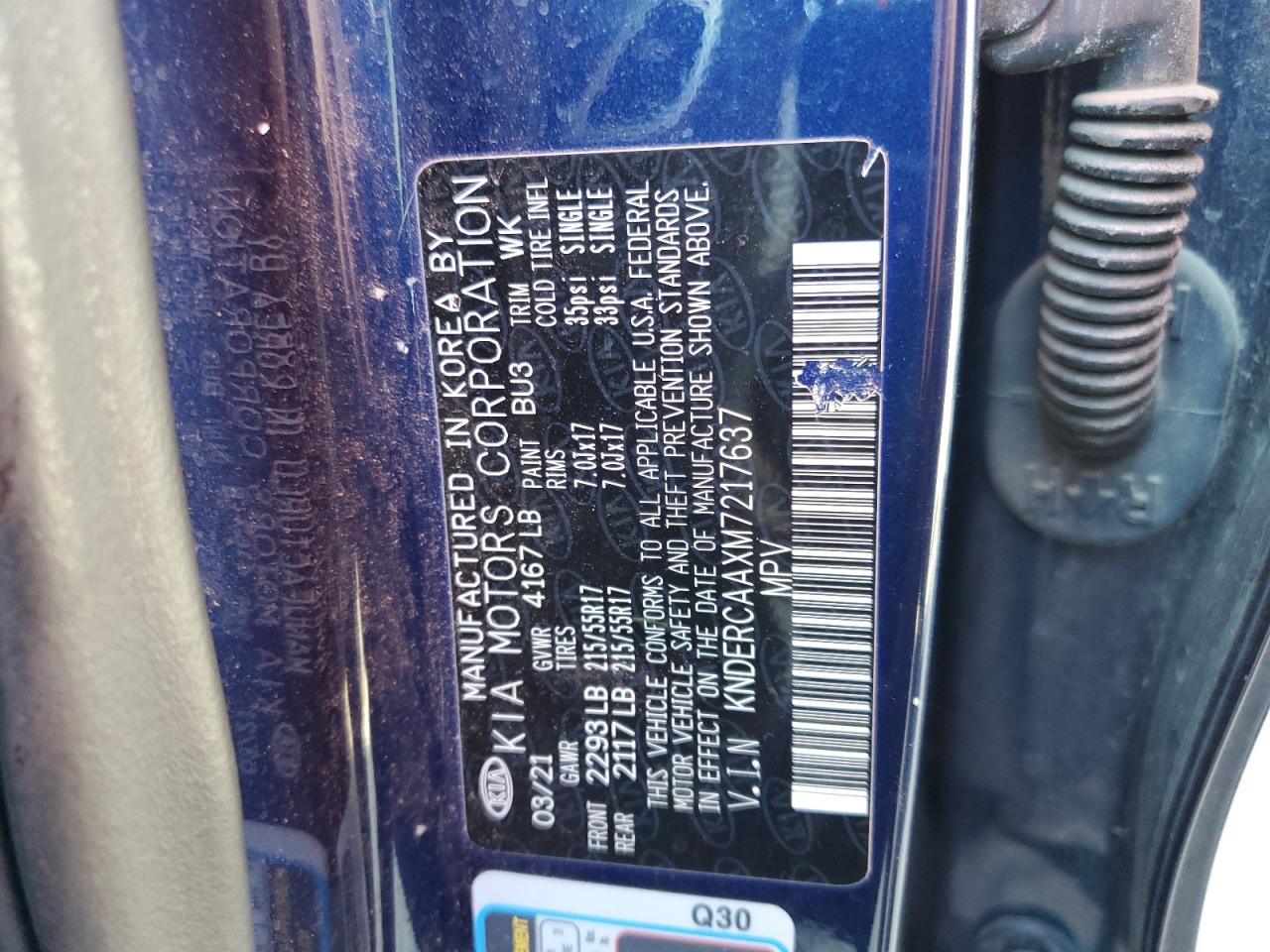 2021 Kia Seltos Ex VIN: KNDERCAAXM7217637 Lot: 70045725