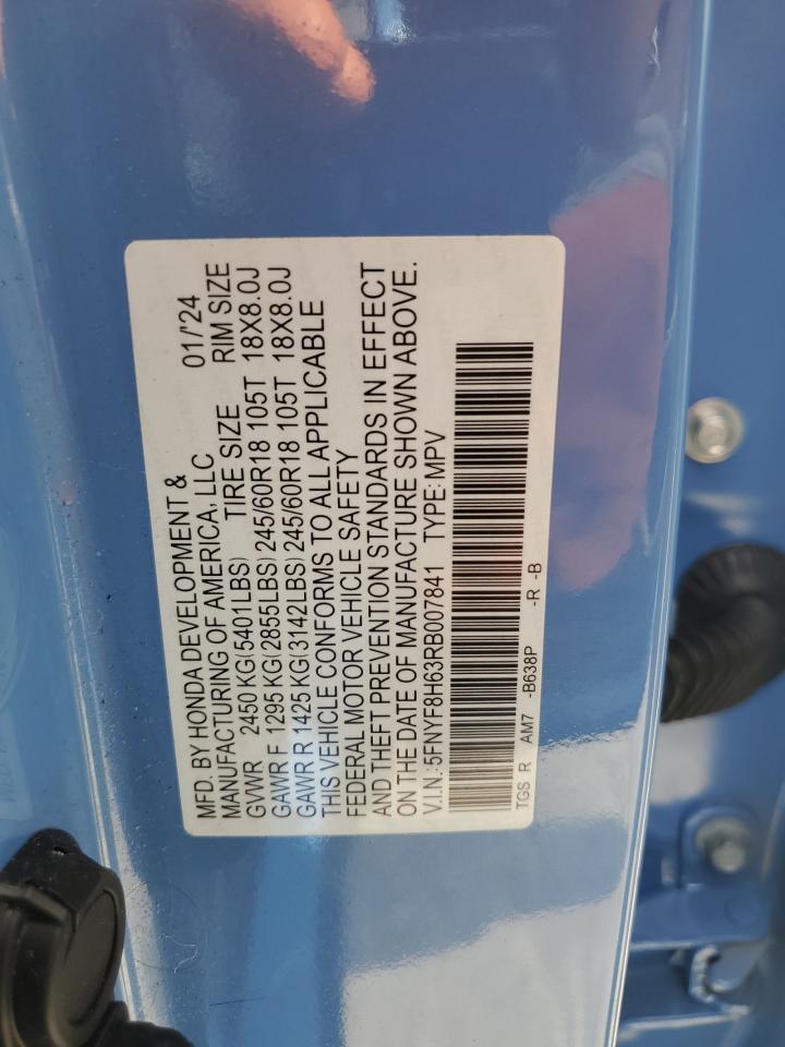 2024 Honda Passport Trail Sport VIN: 5FNYF8H63RB007841 Lot: 70478275