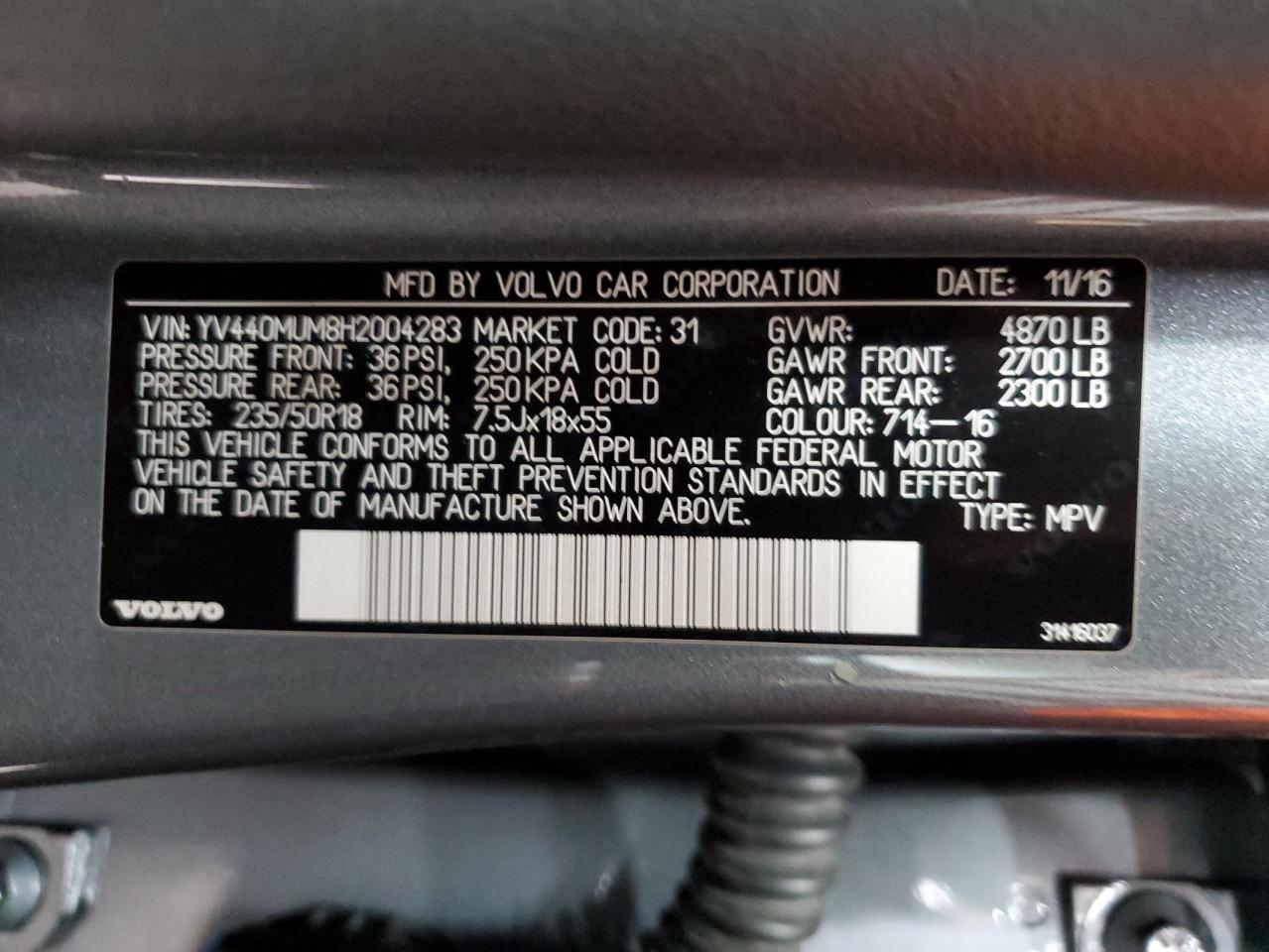 2017 Volvo S60 Cross Country T5 VIN: YV440MUM8H2004283 Lot: 70660715