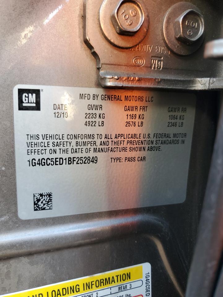 2011 Buick Lacrosse Cxl VIN: 1G4GC5ED1BF252849 Lot: 67196485