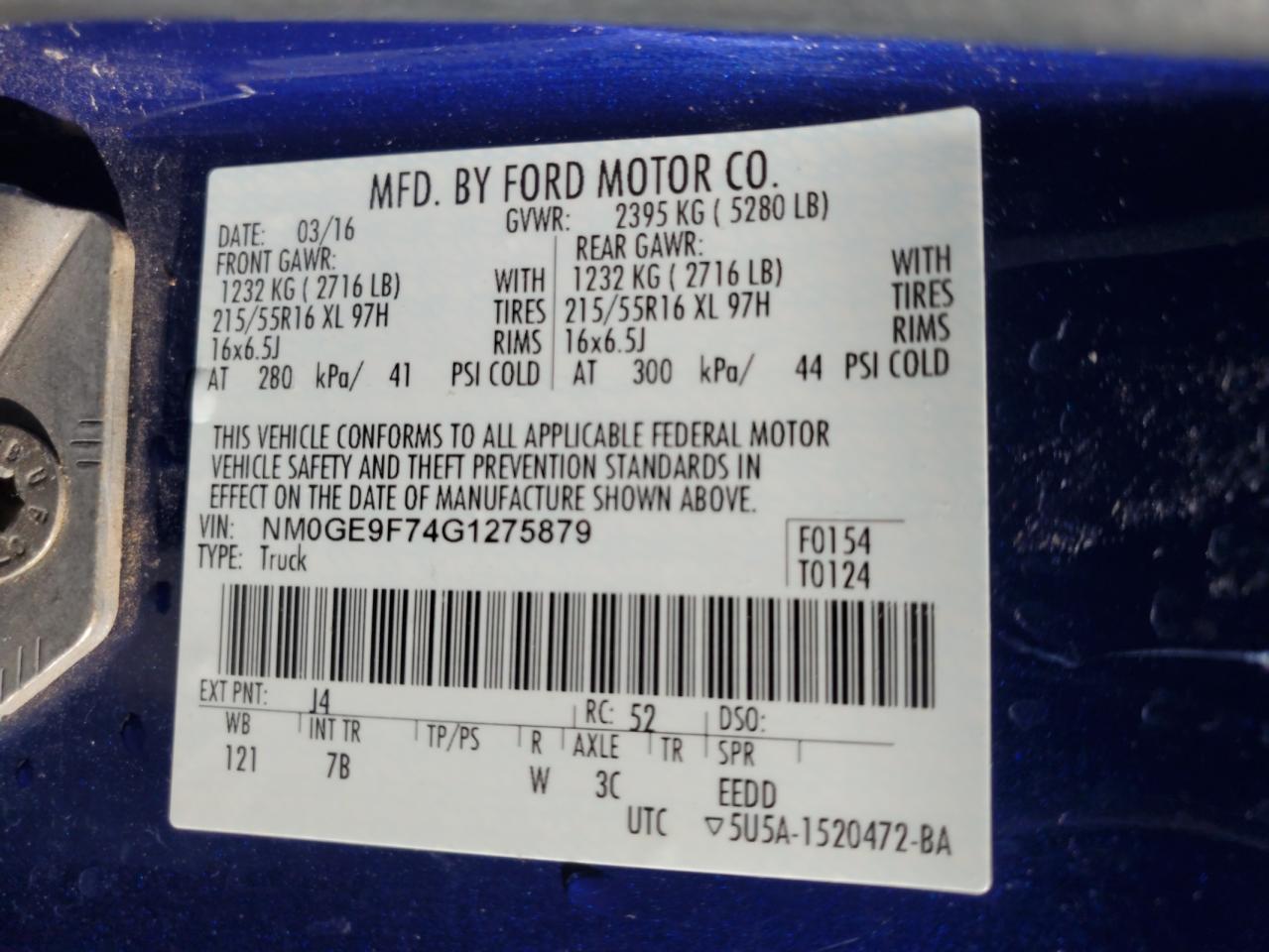 2016 Ford Transit Connect Xlt VIN: NM0GE9F74G1275879 Lot: 69368195