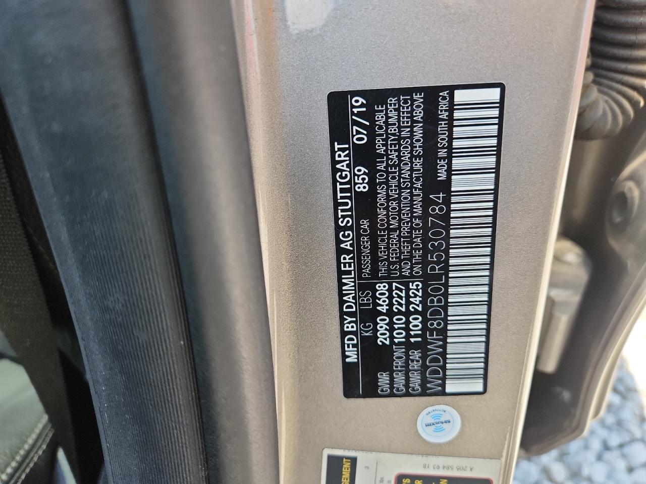 2020 Mercedes-Benz C 300 VIN: WDDWF8DB0LR530784 Lot: 69222485