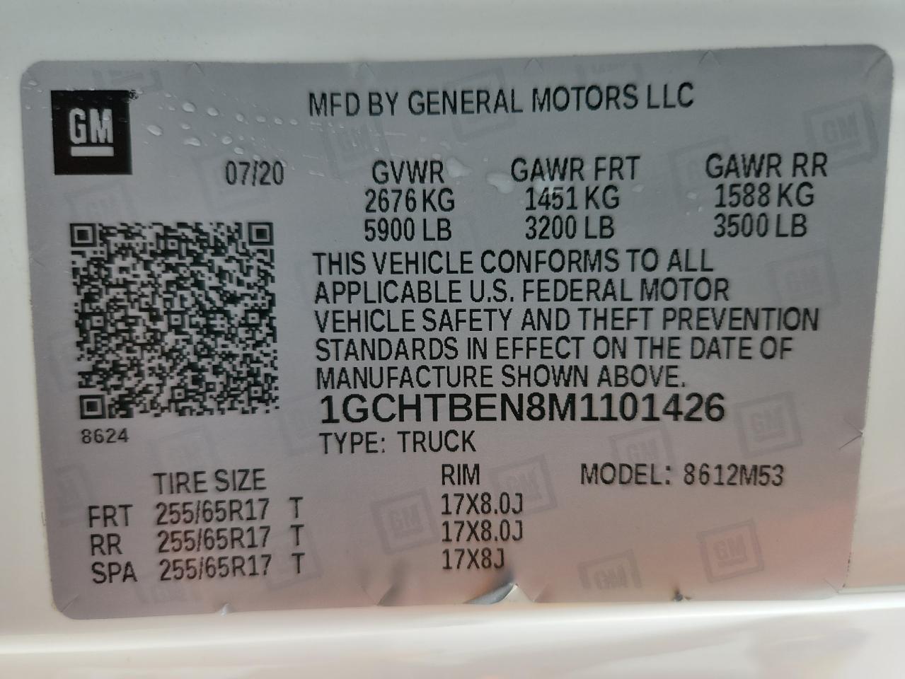 2021 Chevrolet Colorado VIN: 1GCHTBEN8M1101426 Lot: 67319875