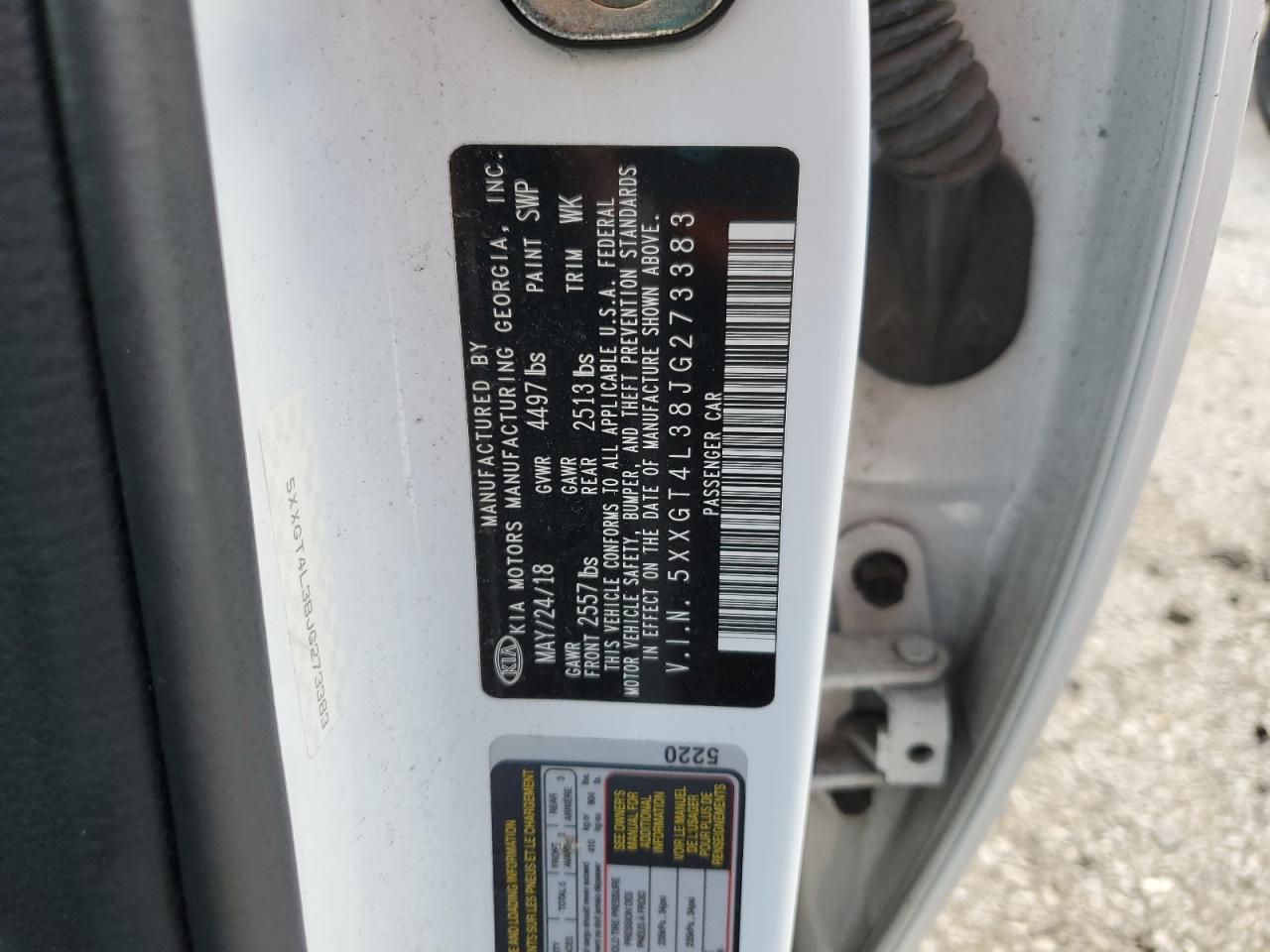 2018 Kia Optima Lx VIN: 5XXGT4L38JG273383 Lot: 69852235