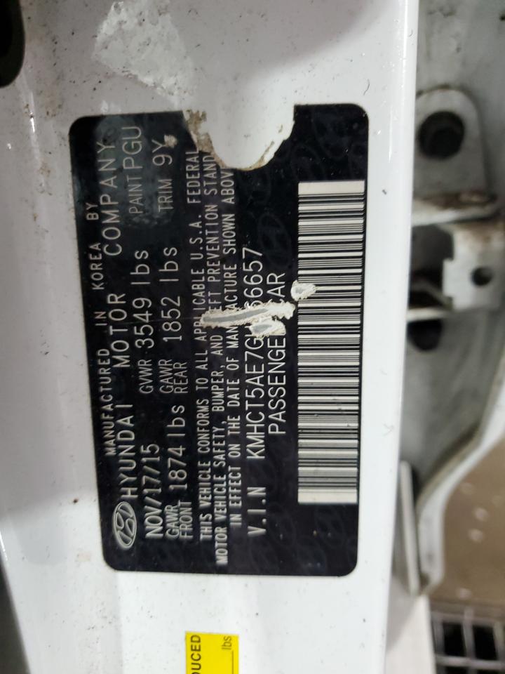 2016 Hyundai Accent Se VIN: KMHCT5AE7GU266657 Lot: 69588025