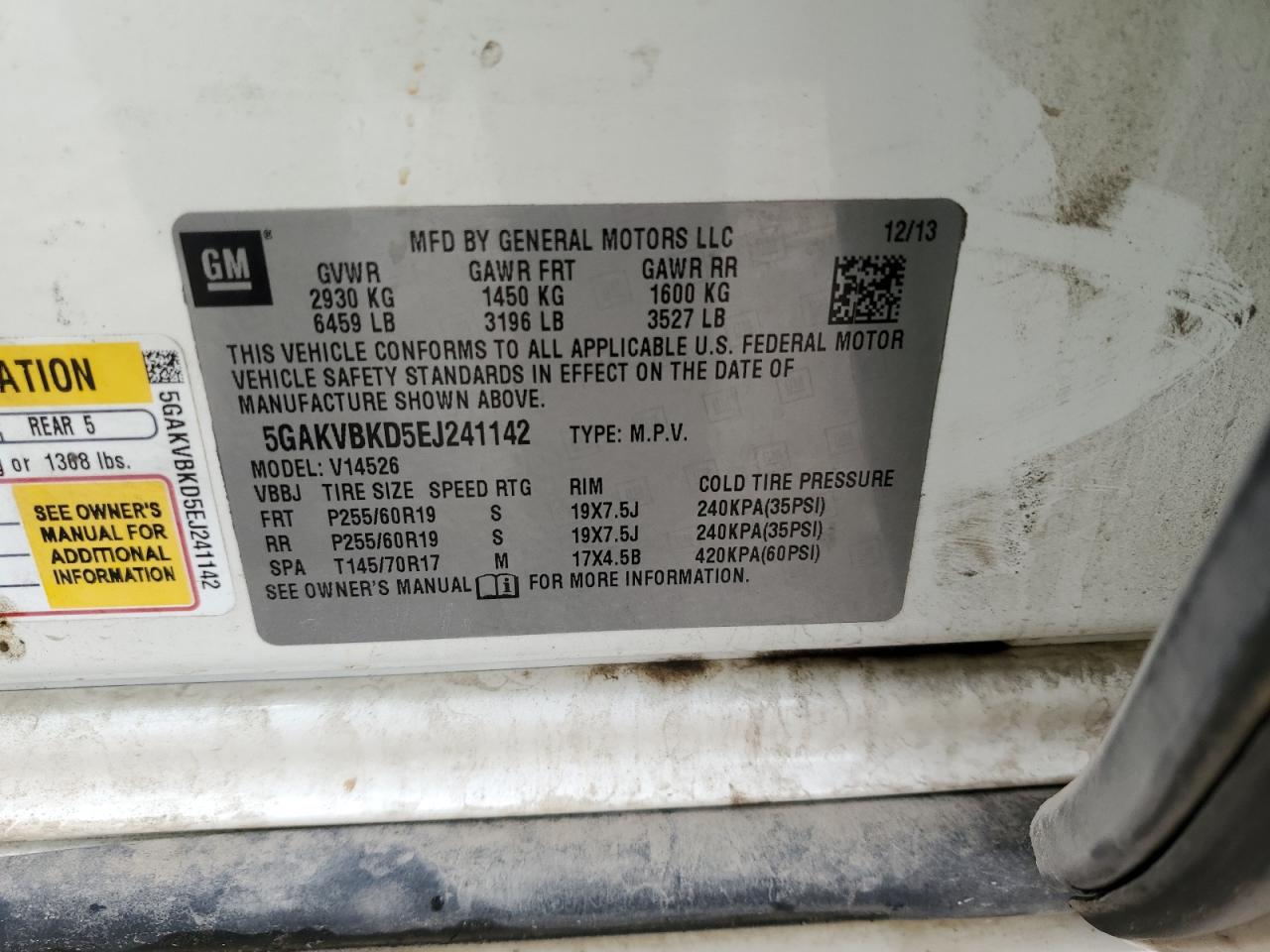 2014 Buick Enclave VIN: 5GAKVBKD5EJ241142 Lot: 69721885