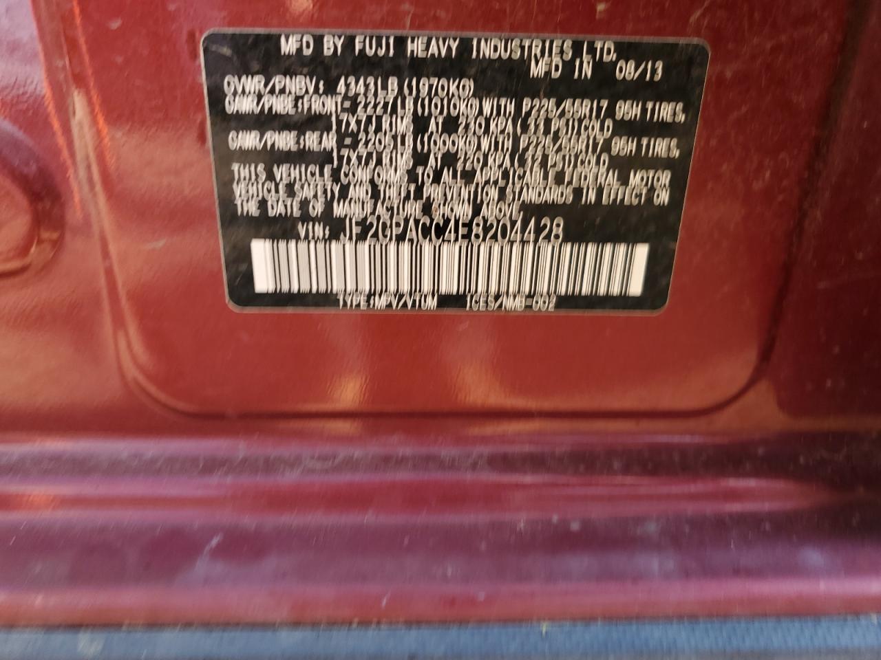 2014 Subaru Xv Crosstrek 2.0 Premium VIN: JF2GPACC4E8204428 Lot: 69519275