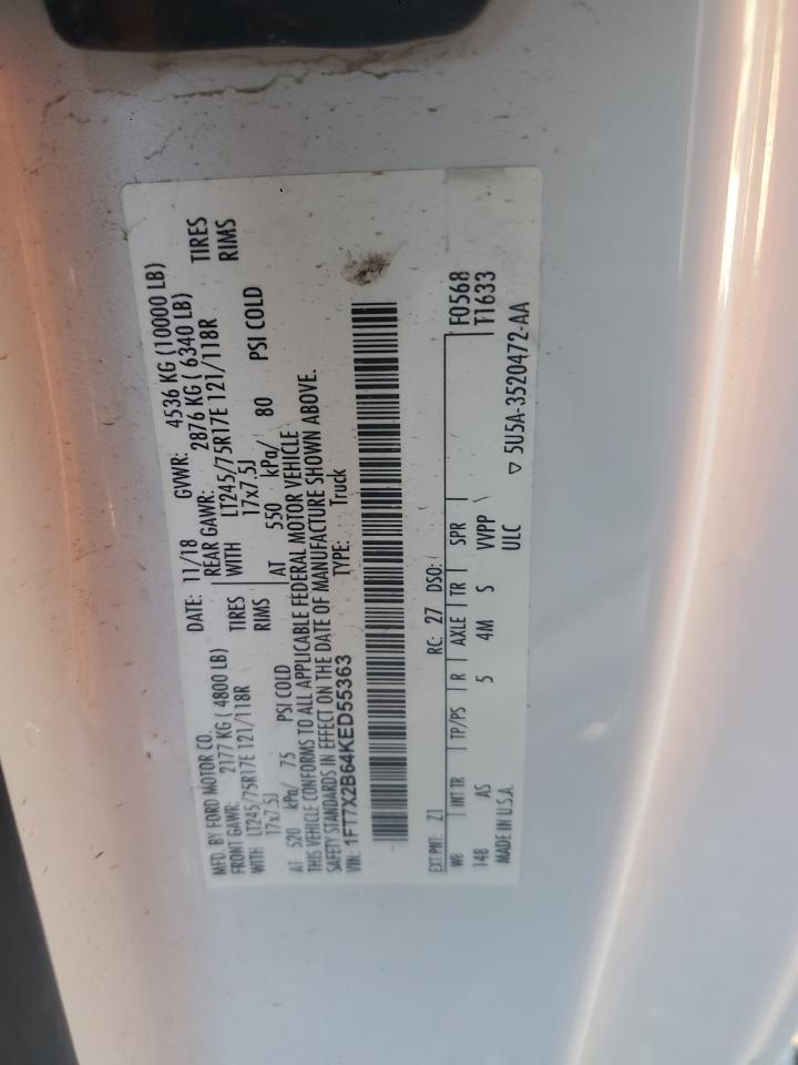 2019 Ford F250 Super Duty VIN: 1FT7X2B64KED55363 Lot: 66998455