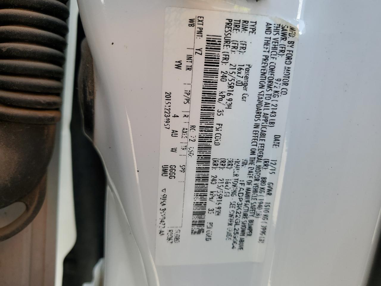 2016 Ford Focus Se VIN: 1FADP3K22GL259004 Lot: 67858195