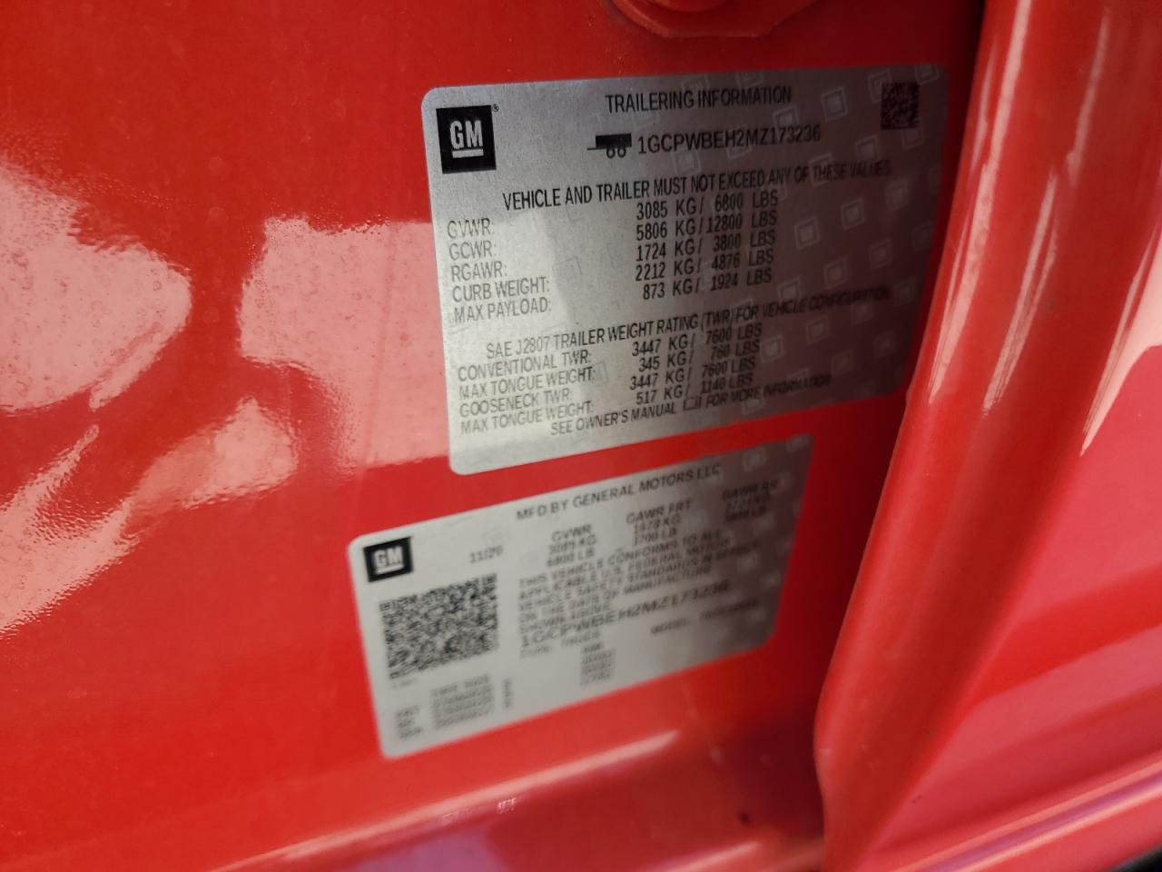 2021 Chevrolet Silverado C1500 Custom VIN: 1GCPWBEH2MZ173236 Lot: 70247165