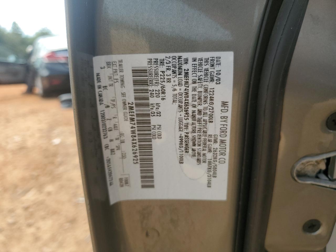 2004 Mercury Grand Marquis Gs VIN: 2MEFM74W84X626925 Lot: 69764245