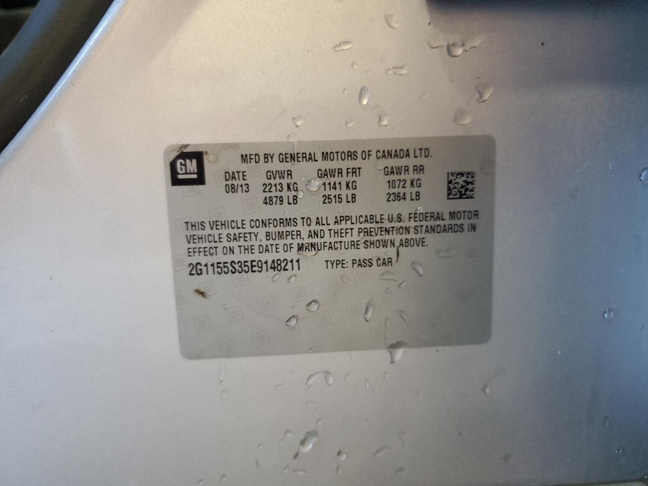 2014 Chevrolet Impala Ltz VIN: 2G1155S35E9148211 Lot: 68681815