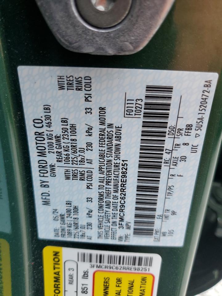 2024 Ford Bronco Sport Outer Banks VIN: 3FMCR9C62RRE98251 Lot: 69583625