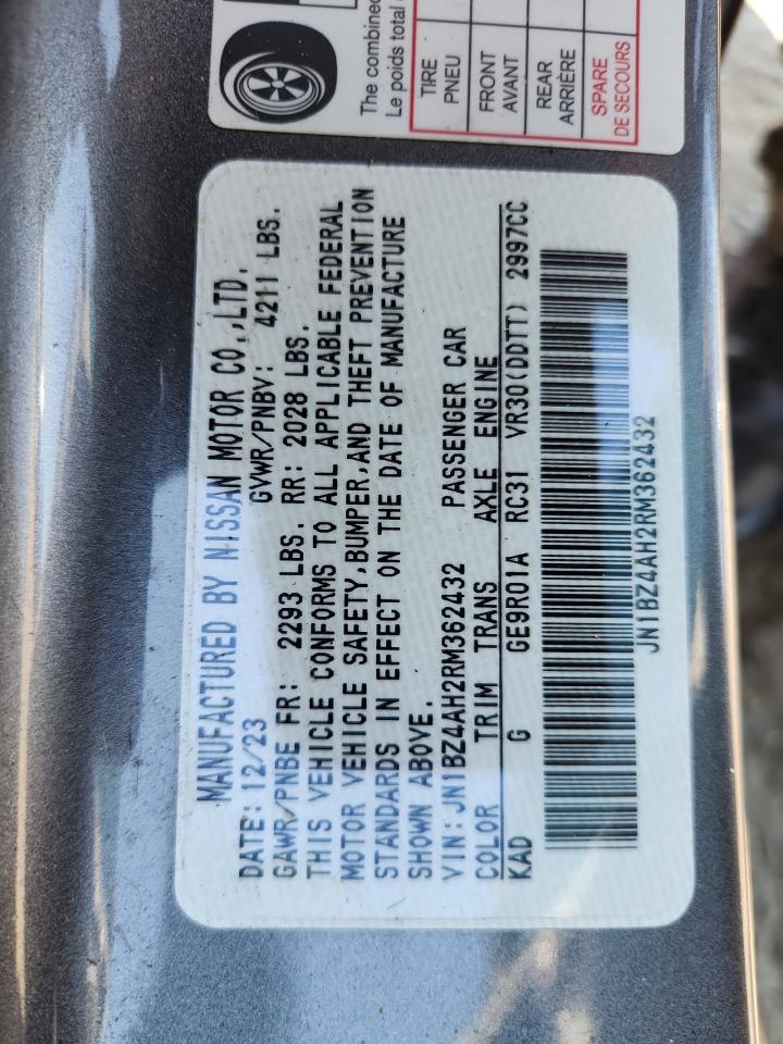 2024 Nissan Z Sport VIN: JN1BZ4AH2RM362432 Lot: 68043495