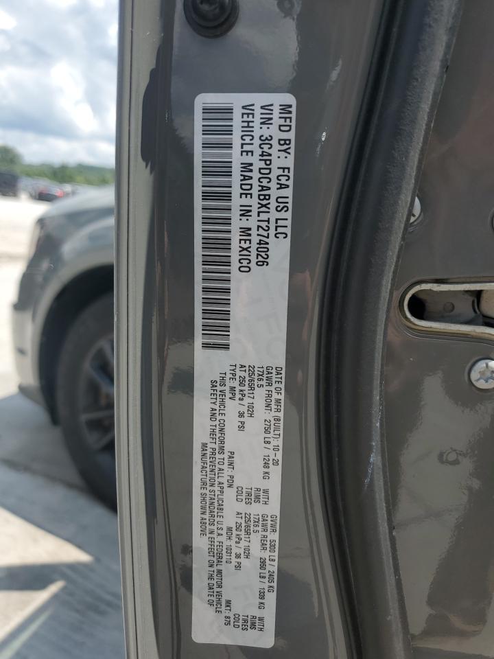 2020 Dodge Journey Se VIN: 3C4PDCABXLT274026 Lot: 67474565