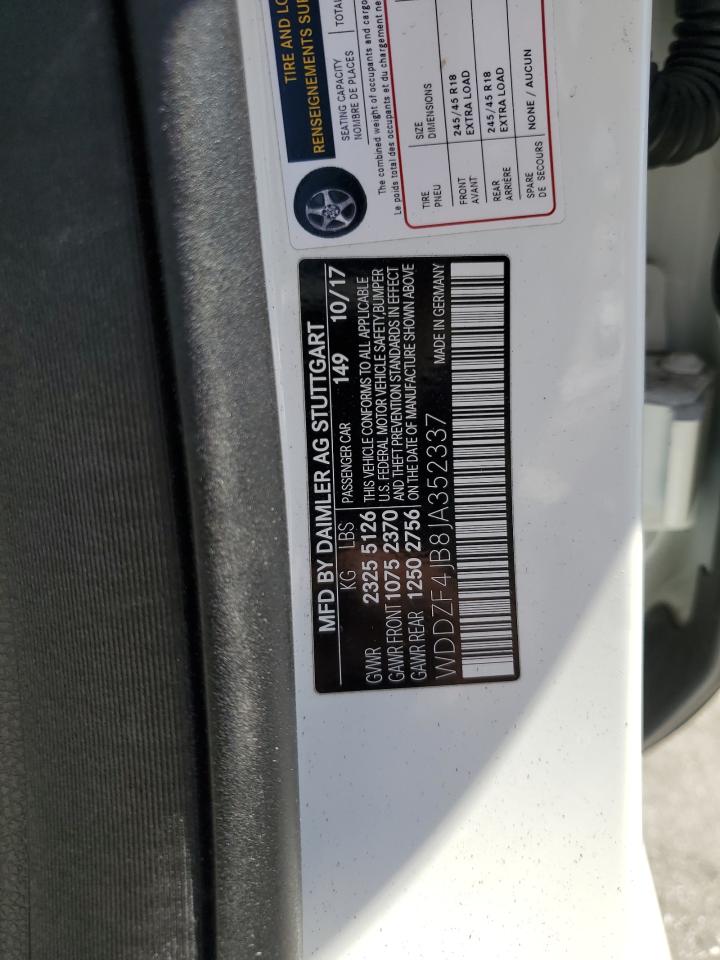 2018 Mercedes-Benz E 300 VIN: WDDZF4JB8JA352337 Lot: 69738665