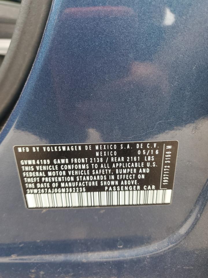 2016 Volkswagen Jetta S VIN: 3VW267AJ0GM382235 Lot: 67388665
