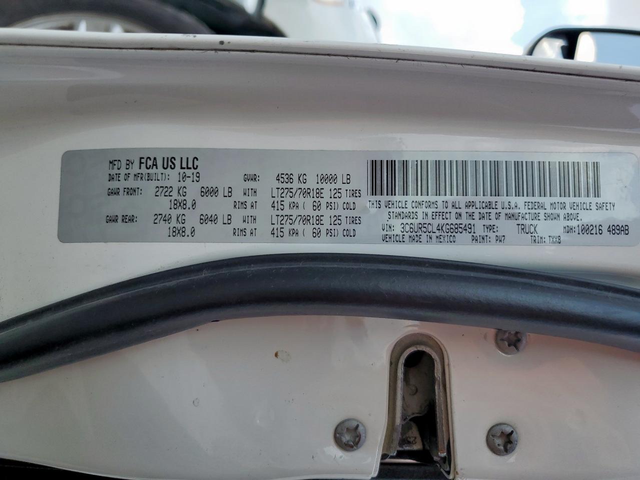 3C6UR5CL4KG685491 2019 Ram 2500 Tradesman