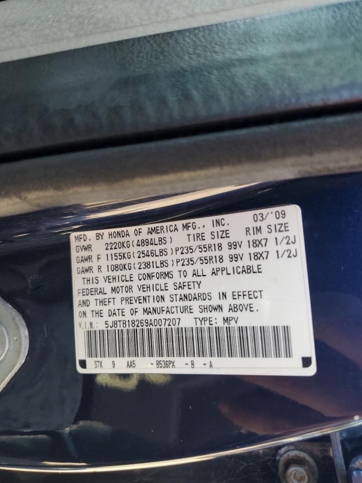 2009 Acura Rdx VIN: 5J8TB18269A007207 Lot: 61105555