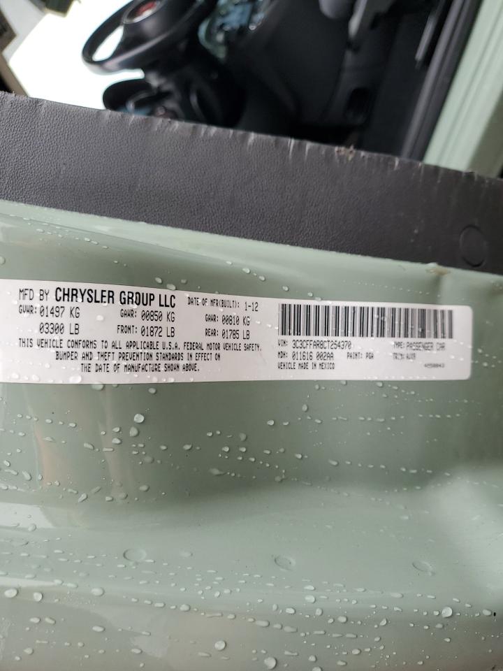 2012 Fiat 500 Easy VIN: 3C3FFAR8CT254370 Lot: 69680795