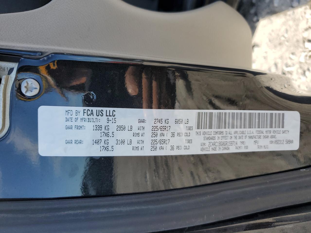 2016 Chrysler Town & Country Touring VIN: 2C4RC1BG0GR159714 Lot: 70199365